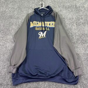 Milwaukee Brewers Hoodie Mens 4XLT Blue MLB Baseball Genuine Merchandise